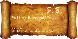 Pality Barnabás névjegykártya